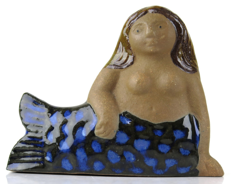 Larson, Lisa för Gustafsberg Studio, figurin, delvis glaserat stengods, "Sjöjungfru", _10205a_8d92f0f66c050d9_lg.jpeg