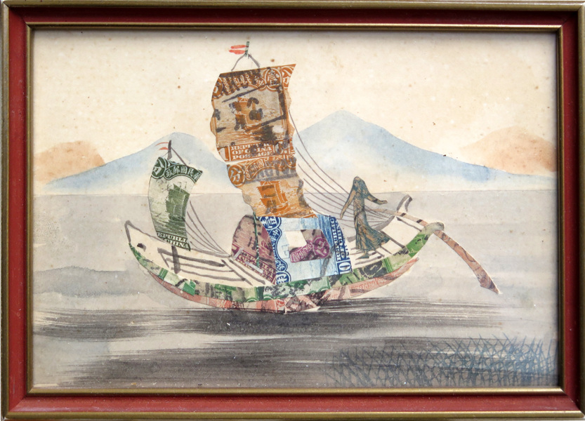 Okänd kinesisk konstnär, 1900-talets 1 hälft, akvarell med collage av frimärksklipp,_10347a_lg.jpeg