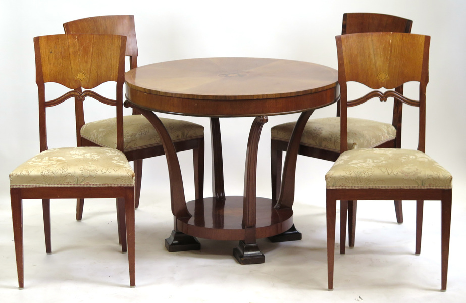 Salongsmöbel, 4 delar, valnöt med intarsia, bord samt 4 stolar, _10595a_lg.jpeg