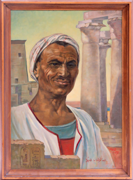 Okänd konstnär, olja, mansporträtt vid Luxor, signerad PEG, Kairo och daterad 1957, _11065b_8d947a14729126c_lg.jpeg