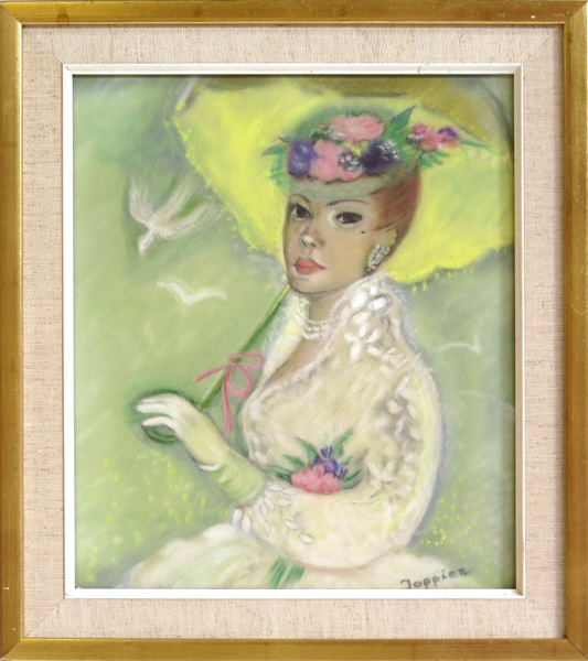 Okänd fransk konstnär, pastell, kvinna med parasoll, _11242a_8d9490f7359180d_lg.jpeg