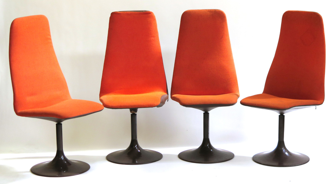 Johansson, Börje för Johansson Design, stolar, 4 st, brunt konstläder på metallfot, "Viggen"_11412a_8d94b8f02f081e7_lg.jpeg