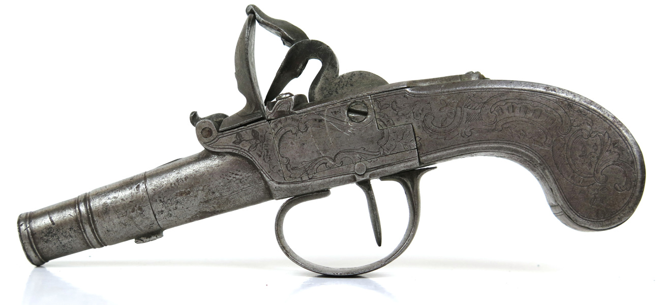 Flintlåspistol, stål, England, 1700-talets 2 hälft, så kallad turn-off-barrel,_11513a_lg.jpeg