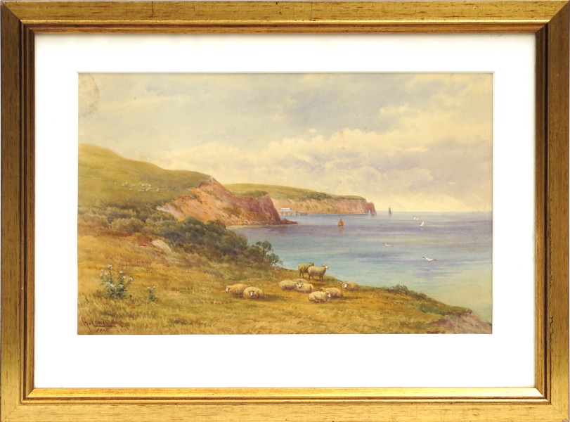 Lawes, Harold, akvarell, engelsk kustlandskap med betande får, _1165a_8d82e4881df6707_lg.jpeg