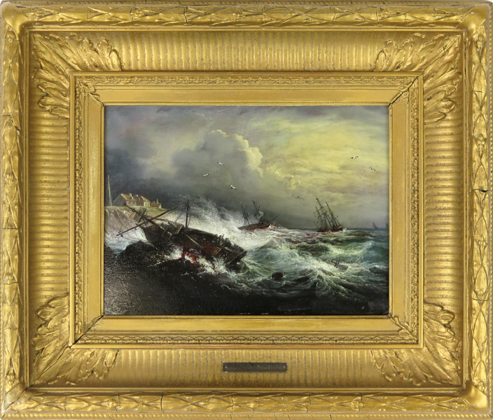 Okänd konstnär, 1800-tal, olja på kopparplåt, skeppsbrott vid kust, _12028a_8d96260ef96bd45_lg.jpeg