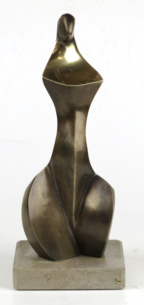 Wysocki, Stanislaw (Stan Wys), skulptur, patinerad och högglanspolerad brons på marmorsockel, stående kvinnogestalt,  _12340a_8d967a7a8d0e30a_lg.jpeg