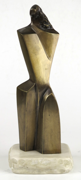 Wysocki, Stanislaw (Stan Wys), skulptur, patinerad brons på marmorsockel, stående kvinnogestalt,  _12341a_8d967a80b8a89ba_lg.jpeg