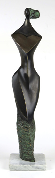 Wysocki, Stanislaw (Stan Wys), skulptur, patinerad och högglanspolerad brons på marmorsockel, stående kvinnogestalt, _12344a_8d967a9c791d7a0_lg.jpeg