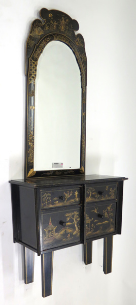 Spegel med underskåp, svartlackerat och bronserat trä och papier-maché, Queen Anne-stil, _13057a_8d97df013e94147_lg.jpeg