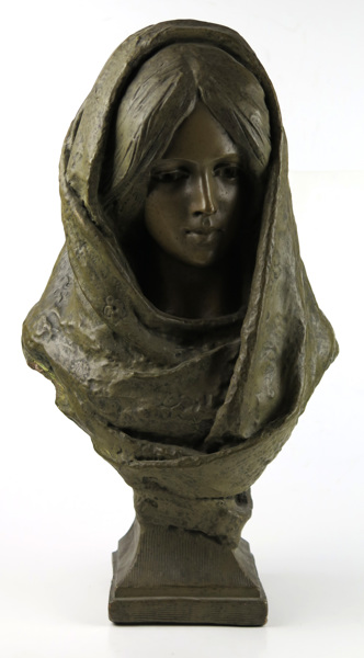 Okänd konstnär, skulptur, patinerad terrakotta, jugend, sekelskiftet 1900, kvinna med sjalett, _13278a_8d97debda1acfd3_lg.jpeg