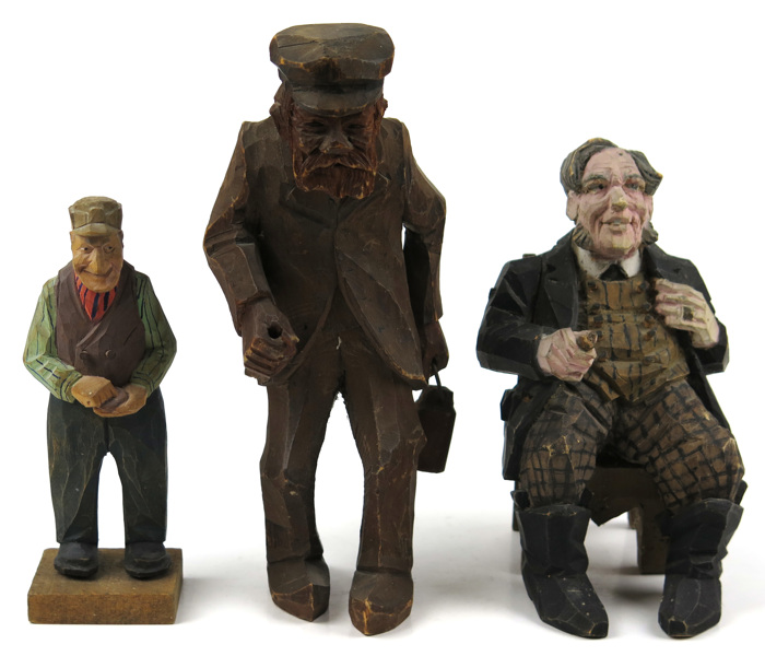 Figuriner, 3 st, snidat och bemålat trä, bland annat Lorens Larsson, _13335a_8d97e7253f180a0_lg.jpeg