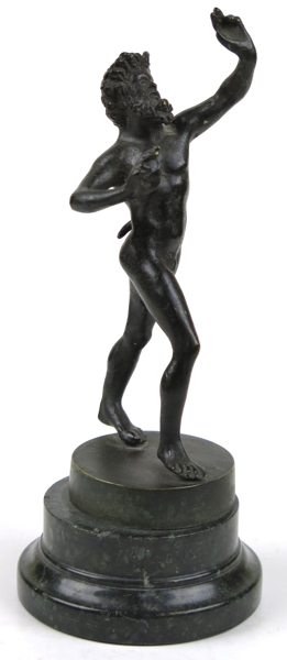 Skulptur, patinerad brons på sockel i serpentinsten, dansande faun, så kallad Grand Tour-souvenir, Italien,1800-talets mitt, _13546a_8d98e5a402d148d_lg.jpeg