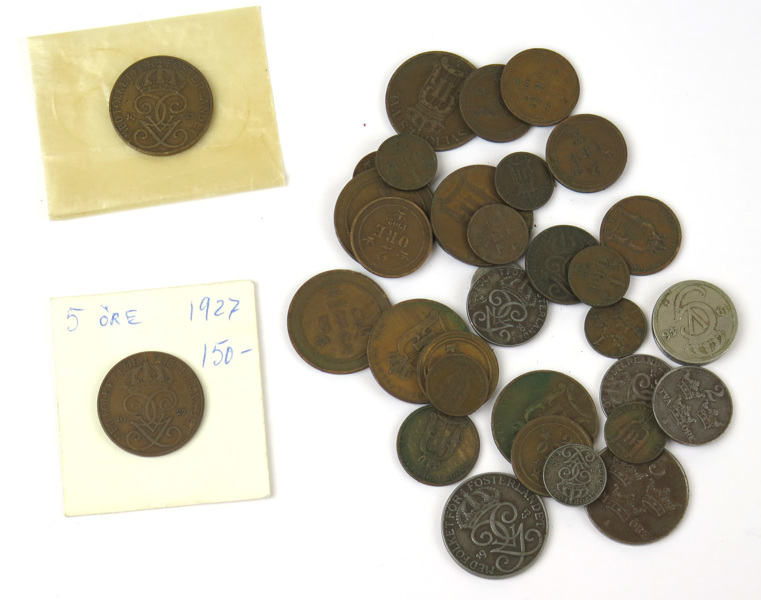 Parti mynt, koppar mm, bland annat 2 st 5 öre 1927,_13633a_8d99554c72a77a9_lg.jpeg