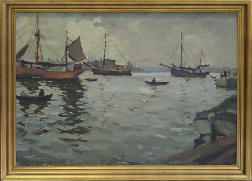 Hune, Anders, olja, båtar i hamn, _14945a_lg.jpeg