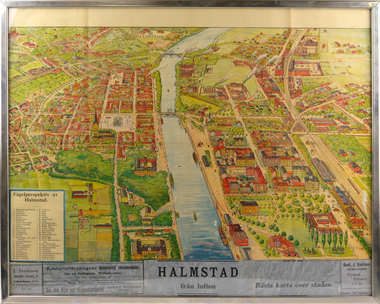 Litograferad översiktsbild över Halmstad, "Halmstad från luften",  _14978a_8d9b0c73de4c705_lg.jpeg