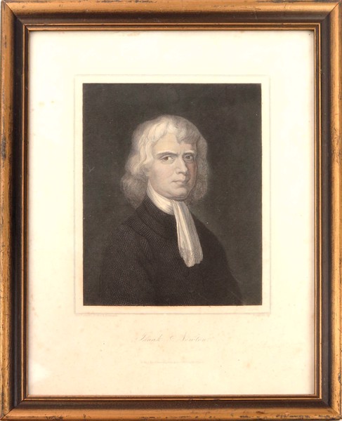 Seemann, Enoch, efter honom, kopparstick, handkolorerat Isaac Newton, gravyrsignatur Baumann, omrking 1850, _1528a_8d82fe572cef114_lg.jpeg