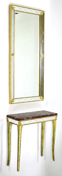 Spegel med konsol, förgyllt trä och stuck med röd marmorskiva, Glas & Trä Hovmantorp, 1900-talets mitt, _15539a_8d9bf108932b7dd_lg.jpeg