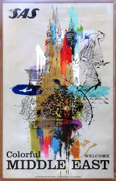 Nielsen, Otto för SAS, litograferad plansch, "Colorful Middle East", 1955, _15678a_8d9d83a4fd4184a_lg.jpeg