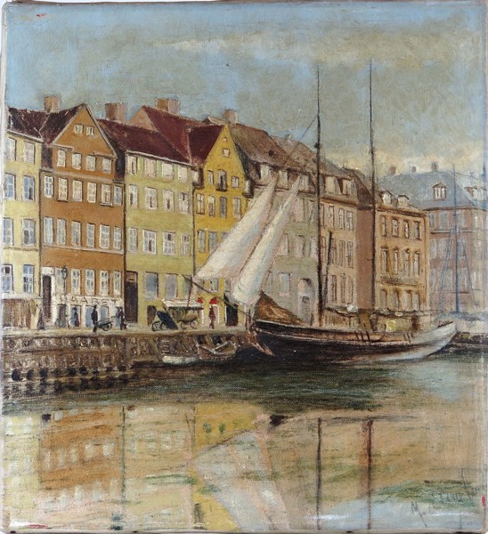 Okänd dansk konstnär, 1900-talets början, olja, motiv från Nyhavn, _1602a_8d83bb13ce2b31c_lg.jpeg