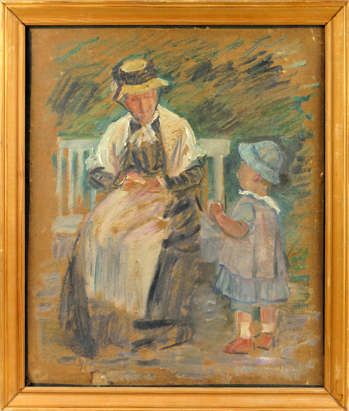 Okänd konstnär, 1800-tal, oljeskiss, äldre kvinna och barn, _16027a_lg.jpeg
