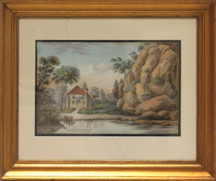 Okänd konstnär, 1800-talets 1 hälft, gouache, landskap med kapell, _16056a_8d9df688dd97cb4_lg.jpeg