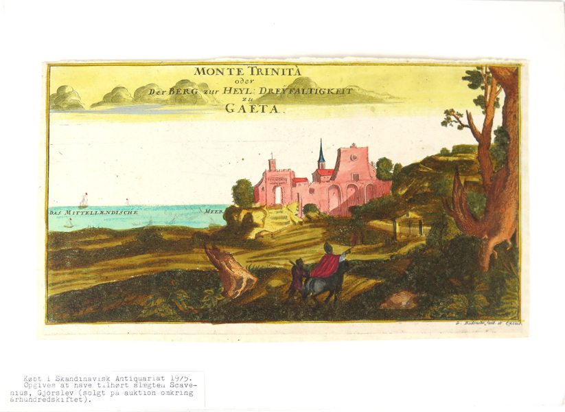 Bodenehr, Gabriel, kopparstick, delvis handkolorerat, "Monte Trinita oder Der Berg zur Heyl: Dreyfaltigkeit zu Gaeta", _16072a_lg.jpeg