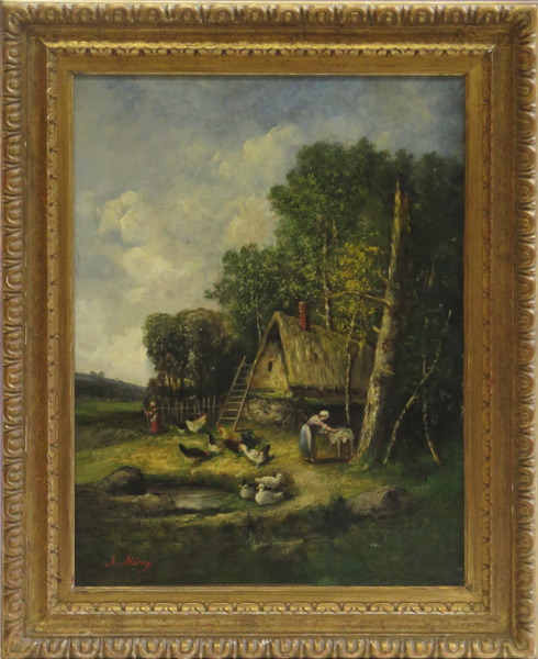 Okänd konstnär, 1800-tal, olja, personer och hus i landskap, _16113a_lg.jpeg