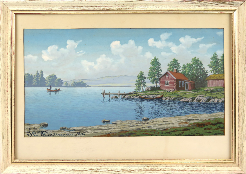 Riddersporre, Johan Lorents Nielsson, gouache, norskt fjordparti - motiv från Drammen, _16139a_lg.jpeg