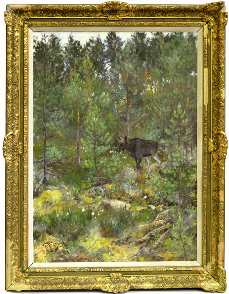 Ravn, Johannes, olja, älg i skog, _16178a_lg.jpeg