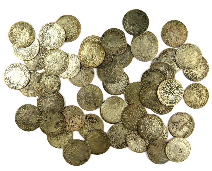 Parti silvermynt, 53 st, Polen Johan II Casimir Vasa, _16663a_8d9f0a0cde4449a_lg.jpeg