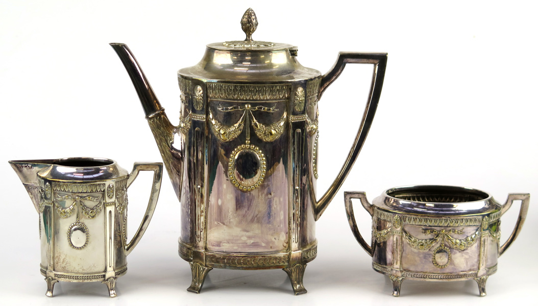 Kaffeservis, 3 delar, nysilver, C G Hallberg Stockholm, empirestil, 190-talets början, _16764a_8d9f2299204b94d_lg.jpeg