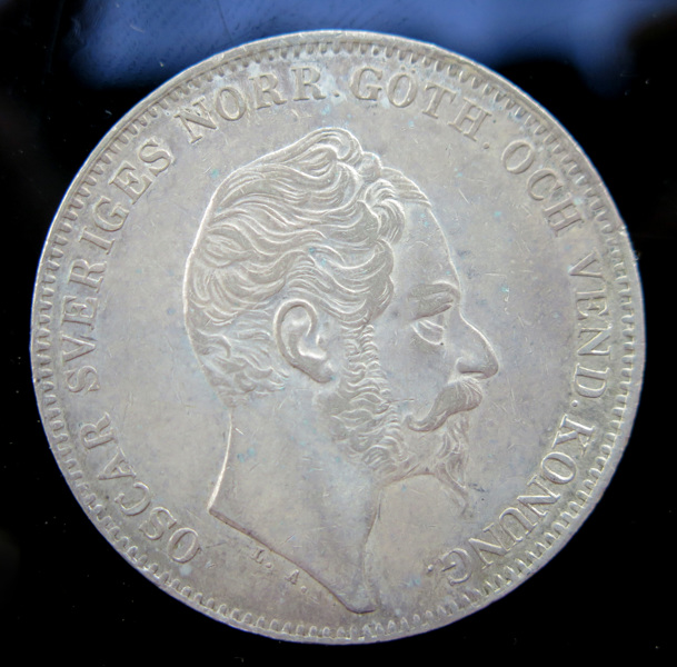Silvermynt, 1 Riksdaler Specie, 4 Riksdaler Riksmynt, Oskar I 1856, _16855a_8d9f54ef1025a03_lg.jpeg