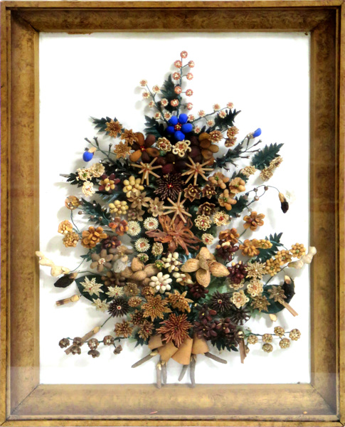 Diorama, delvis bemålat trä, vax, papper mm, i form av växtbukett, 1800-tal, _17373a_8da08c861af3249_lg.jpeg
