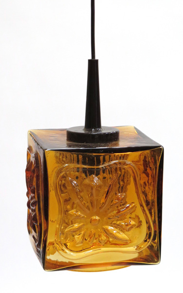 Okänd designer, 1960-70-tal, taklampa, gult glas och brun plast, _17921a_8da0dbe3bda411d_lg.jpeg