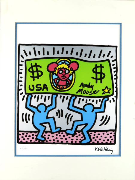 Haring, Keith, efter honom, gicléetryck, "Andy Mouse", efter original från 1985, _17978a_8da1650552d2ad5_lg.jpeg