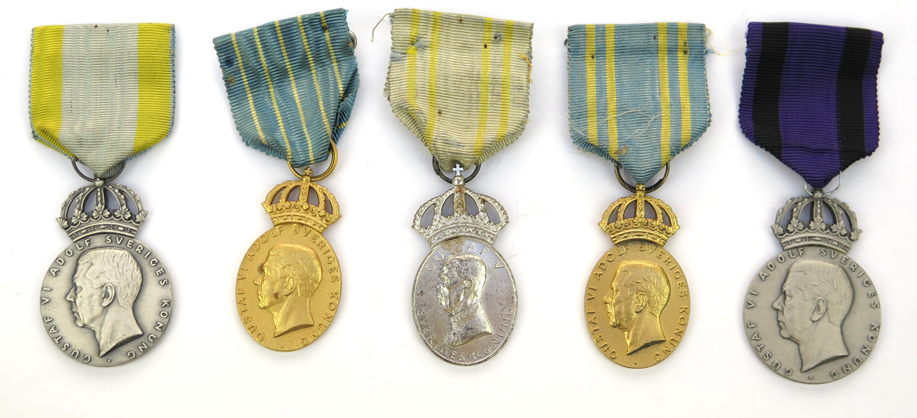 Kungliga medaljer, 5 st, silver, Gustav V - Gustav VI_18648a_8da23a9bbb75690_lg.jpeg