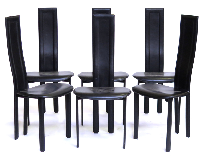 Cattelan, Giorgio, stolar, 6 st, svart läder, "Lara"_19269a_lg.jpeg