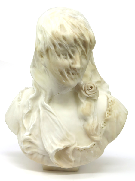 Okänd italiensk konstnär, sekelskiftet 1900, skulptur, alabaster, kvinna med slöja, _20157a_8da602e7d77d754_lg.jpeg