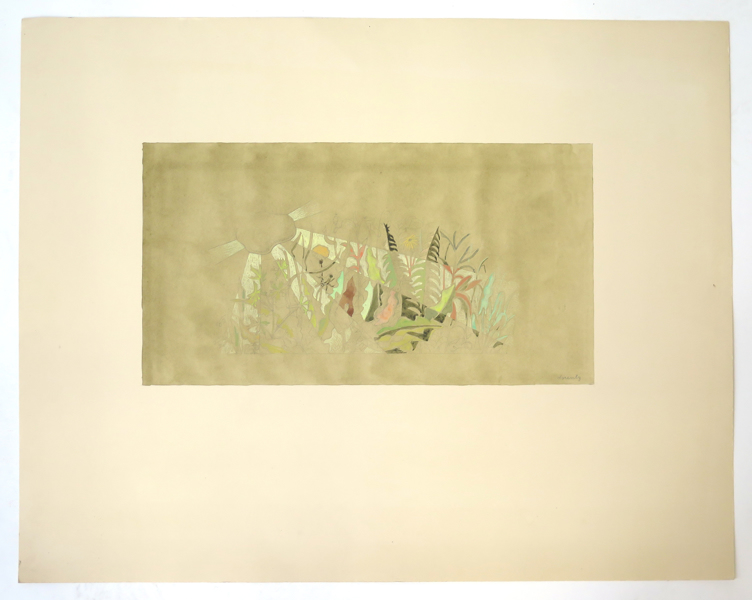 Lorentzon, Waldemar, gouache, kubistisk komposition med växter, _20303a_lg.jpeg
