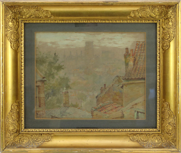 Okänd engelsk konstnär, 1900-talets början, akvarell, utsikt över Durham Cathedral, _20378a_lg.jpeg