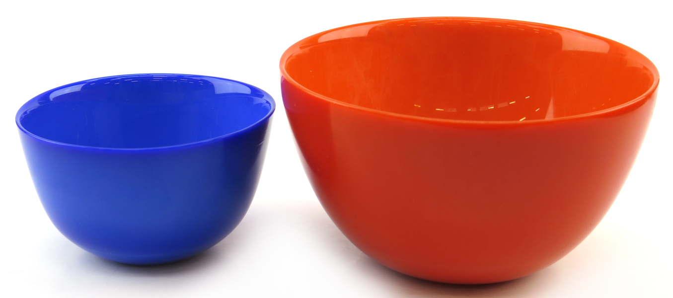 Palmquist, Sven för Orrefors, skålar 2 st, orange respektive blå glasmassa, "Colora",  _20446a_lg.jpeg