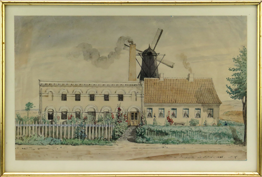 Okänd dansk konstnär, 1800-talets 2 hälft, akvarell, "Nielsens Dampmølle ved Næstved 1866, _20719a_lg.jpeg