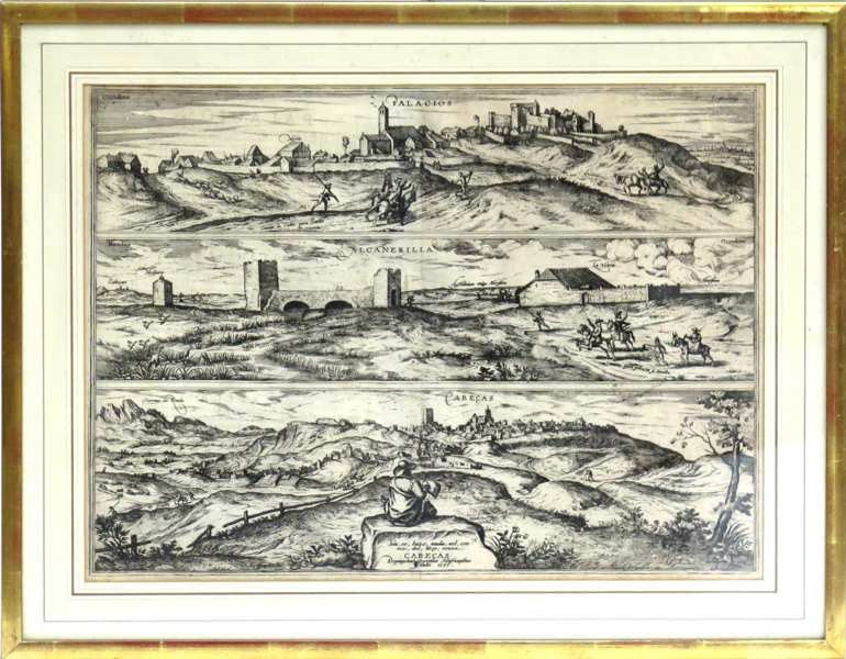 Hoefnagel, Joris, kopparstick, "Palacios, Alcanerilla, Cabecas", 1617, ur Braun & Hogenbergs "Civitates Orbis Terrarum",  _20742a_8da6e521b18c29d_lg.jpeg