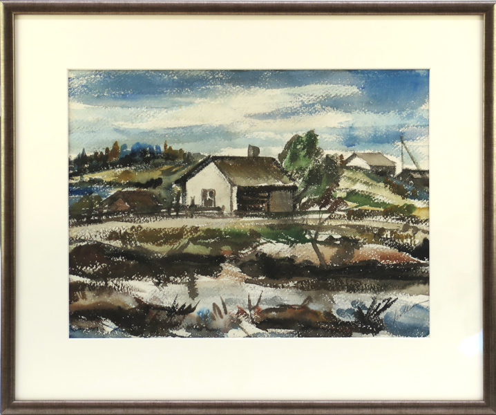 Sallinen, Tyko, akvarell, finskt landskap med hus, _21340a_lg.jpeg
