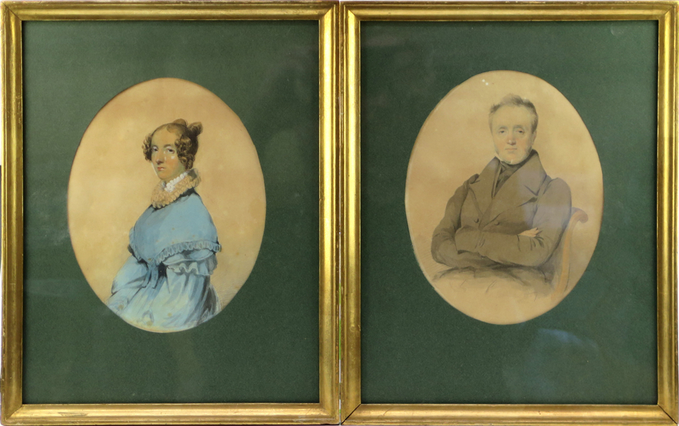 MacDougall, Norman, tillskriven, akvareller, 1 par, enligt uppgift porträtt av kapten James Sterling Royal Navy och hans hustru, _21432a_lg.jpeg