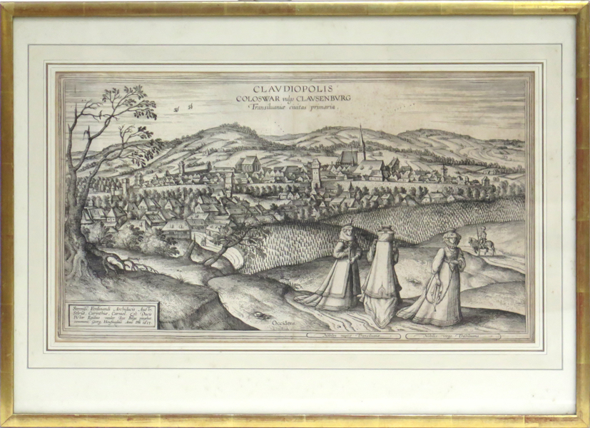 Hoefnagel, Joris efter van der Rye, Egidius, kopparstick, "Clavdiopolis, Coloswar vulgo Clavsenbvrg.." 1617, ur Braun & Hogenbergs "Civitates Orbis Terrarum",  _21758a_lg.jpeg