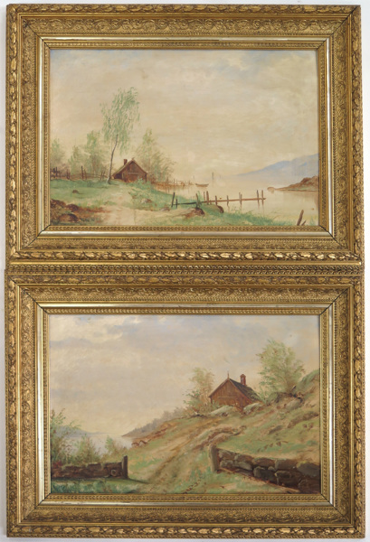 Okänd konstnär, sekelskiftet 1900, oljemålningar, 2 st, landskap, _2213a_8d84aac3aaeffe6_lg.jpeg