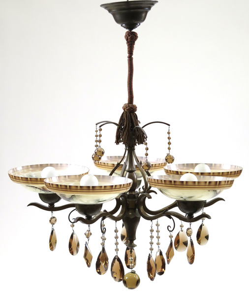 Taklampa, bronserad metall med bärnstensfärgade prismor och 5 marmorerade glaskupor, art-deco, 1920-tal,_2235a_8d84ab5e909a900_lg.jpeg