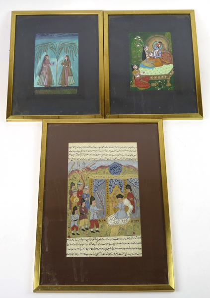 Okända indiska konstnärer, gouacher, 3 st, mytologiska motiv, _22418a_8da9a591644f1fa_lg.jpeg
