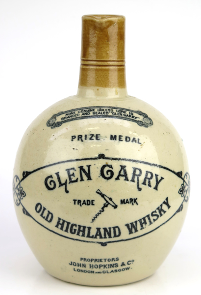 Whiskykrus, glaserat stengods, Glen Garry Old Highland Whisky, sekelskiftet 1900, _23023a_8dab038014719a1_lg.jpeg